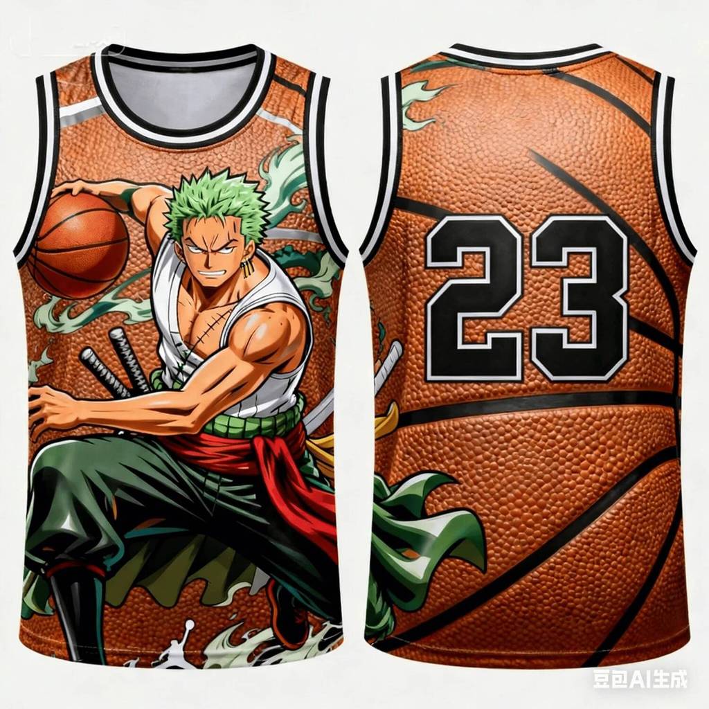 One Piece Zoro Dual Swords สีกรมท่าลาย 3D พิมพ์ขนาด 23 เสื้อกั๊กบาสเก็ตบอลอะนิเมะกีฬาและสไตล์ลําลอง