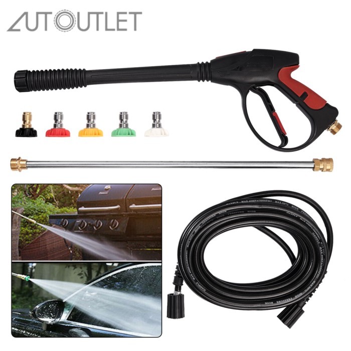 AUTOUTLET 4000 PSI High Pressure Power Water Spray Gun with 9m Hose 5pcs Nozzles Set Car Washer Gun