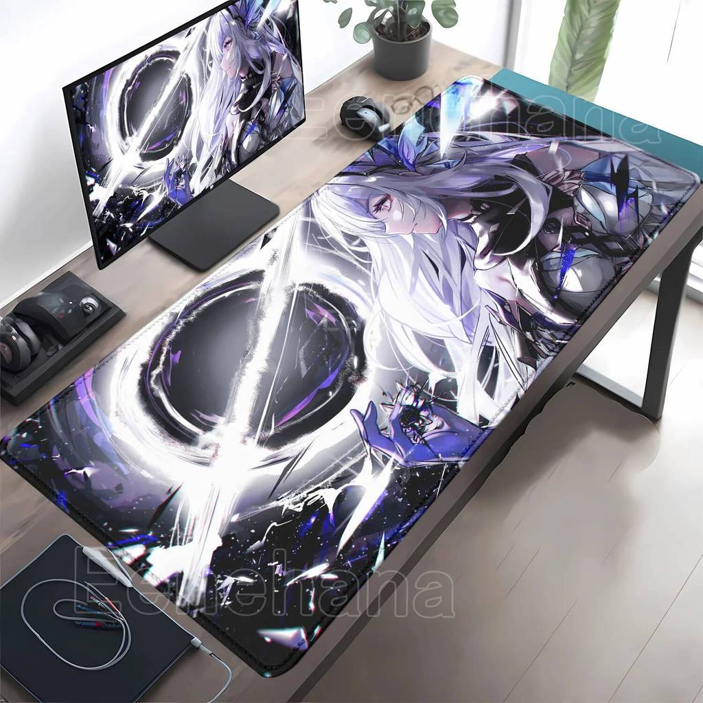 HD Genshin Impact Skirk แผ่นรองเมาส์อะนิเมะการ์ตูนเกม Backlit แผ่นรองเมาส์ยาง E-Sport offices อุปกรณ์เสริม teclado โต๊ะ Mat