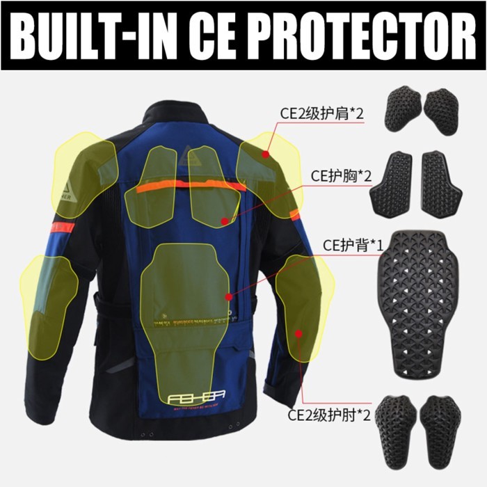 FEHER Motorcycle Suit Waterproof Motocross Riding Pants Men Cold-proof Motorbike Jacket CE Protecti