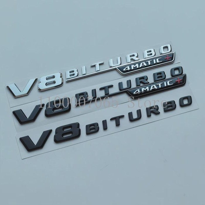 2017 Flat Letters V8 BIturbo 4matic+ Plus ABS Emblem for Mercedes Benz AMG E63S GLE63 GLC63 GLC63S