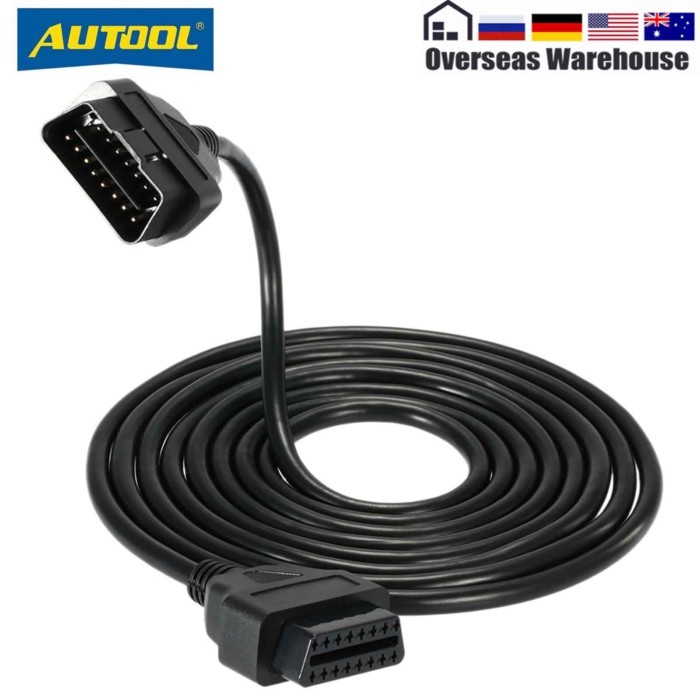 AUTOOL OBD2 500cm 5m OBD Extension Cable OBD2 Elbow Bend Connector OBDII Automobile Extended Extens