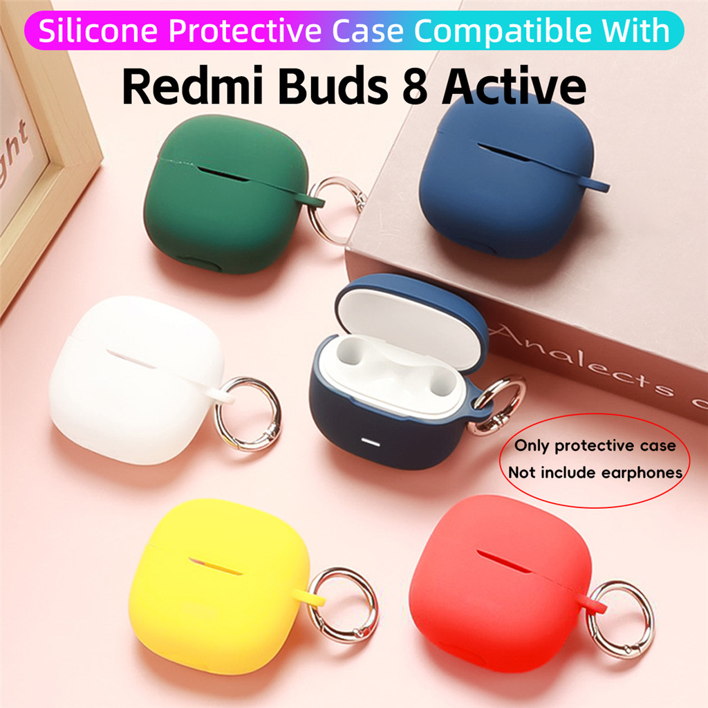 ซิลิโคนป้องกันหูฟังสําหรับ Redmi Buds 8 Active พร้อมฝาครอบตะขอกันกระแทก-Shell ล้างทําความสะอาดได้ป้องกันฝุ่นปลอกซิลิโคน