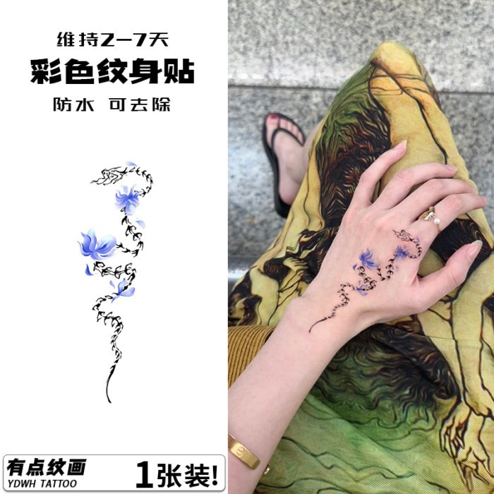 Iris Snake Bone Tattoo สติกเกอร์หญิงรักกันน้ํายาวนานสี tattoo สามารถ Clavicle Arm การ์ตูนสติกเกอร์ i