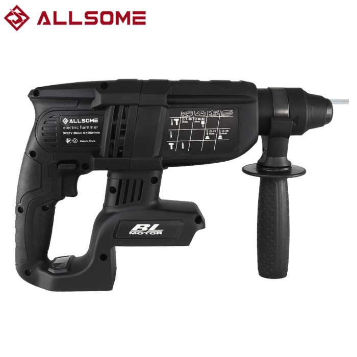 Allsome Electric Impact Drill Rotary Hammer Brushless Cordless Hammer Electric Drill for 18V Makita