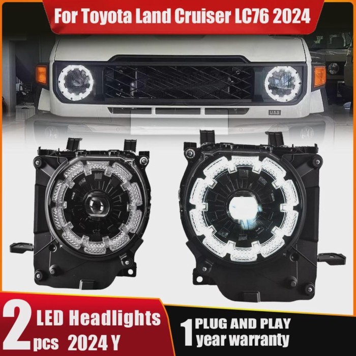 For 2024 Toyota Landcruiser LC70 LC76 LC75 LC79 Upgrade LED Lens Retrofit Headlight Assembly Day Ru