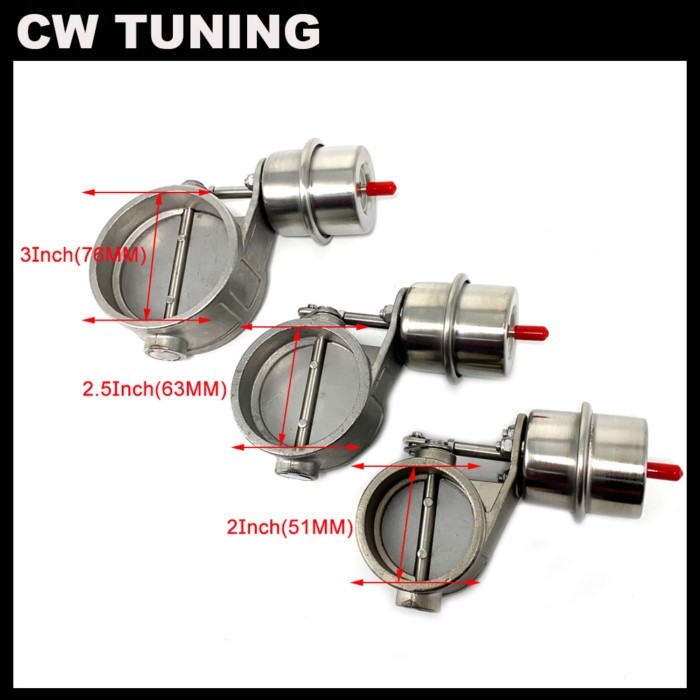 2'' 2.5'' 3'' Stainless Steel Exhaust Control Valve Cutout Set Vacuum Actuator CLOSED Style Pipe Pr