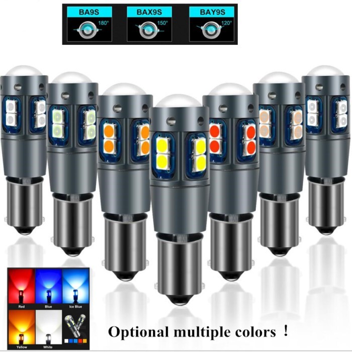 2Pcs Error Free 12V BA9S bax9s BAY9S Bayonet T4W h21w h6w 10-3030 smd LED 6000k CanBus White Red Fo