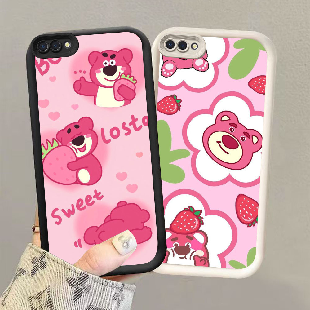 HW-9 เคสซิลิโคนกันกระแทกหมีสตรอเบอร์รี่น่ารักสําหรับ Realme C2s C2 2 Pro