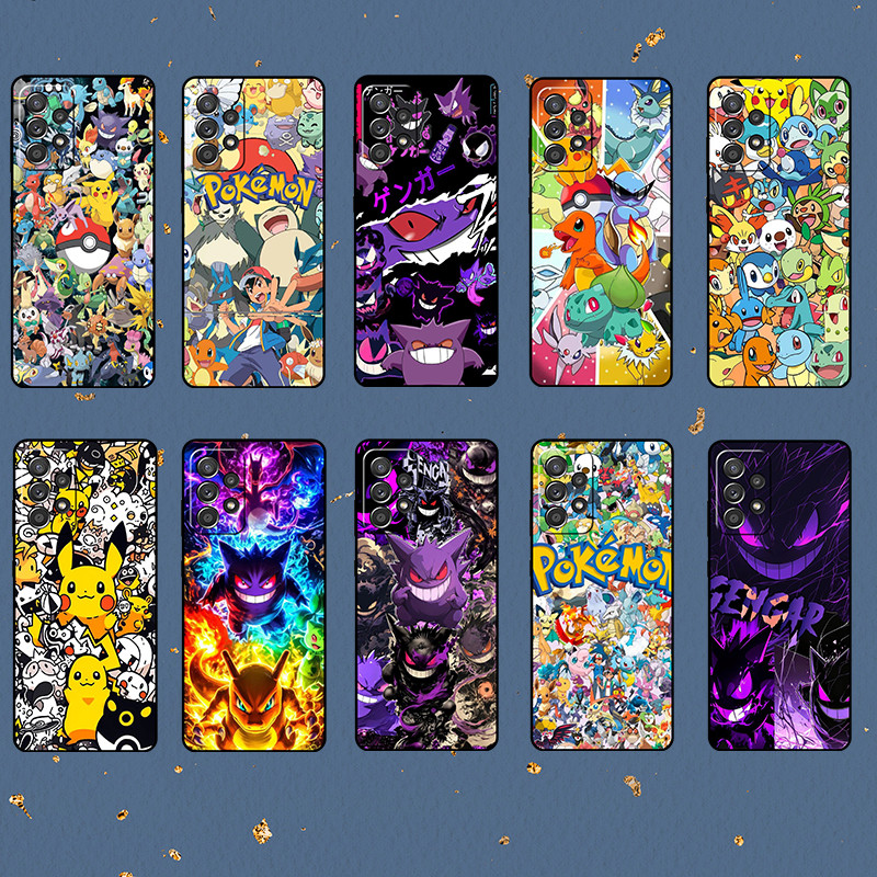 SAMSUNG สําหรับSamsung A6 A7 A8 A9 A01 A02 A10 A10S pokemon SoftสีดําTPUเคสโทรศัพท์