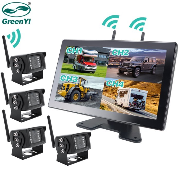 GreenYi 10 Inch AHD Digital Wireless DVR Recorder Reverse Backup Camera with WiFi Monitor For Truck