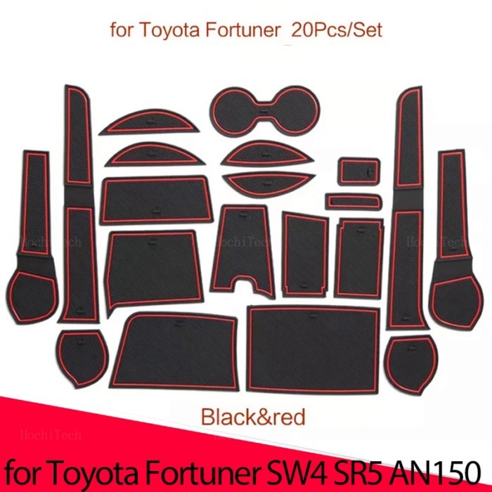 Anti Slip Mat Door Slot Pad Cup Cushion Groove Mat Rubber for Toyota Fortuner SW4 SR5 AN150 AN160 2