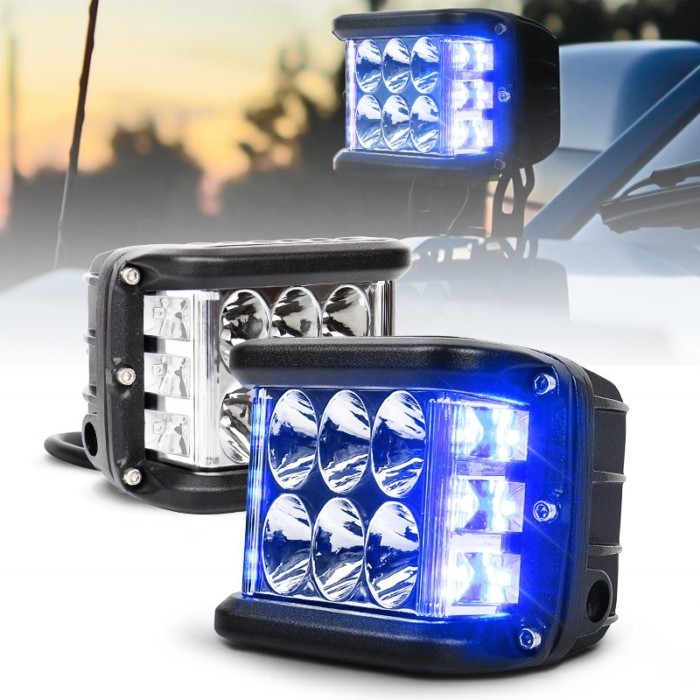 OVOVS 30W Side Shooter Led Work Light 4 Inch Cube Work Light Pod 4x4 Off-Road Driving Light 10-30V