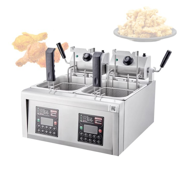 Automatic Lifting Fryer With Basket & Lid Kitchen Frying Machine With 10 Preset Times For Home Kitc