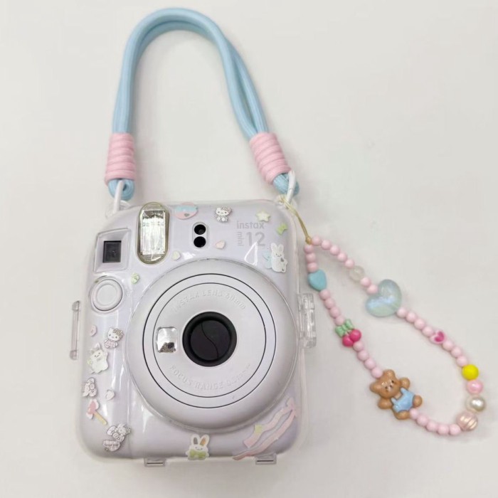 [mini12 เคสใส] instax โพลารอยด์ สติ๊กเกอร์ เคสแข็ง กล้อง เคสป้องกัน เคส โซ่ อินเทรนด์