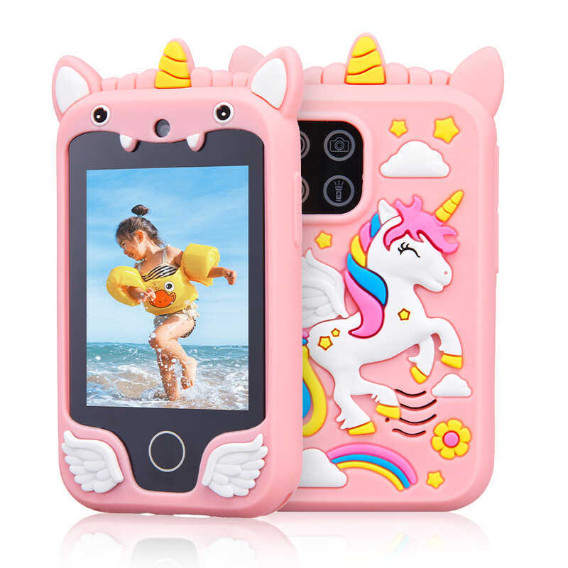 C Kids Smart Phone Camera Toys Touchscreen Unicorn Baby Mobile Mp3 Player Digital Camera Eduional T