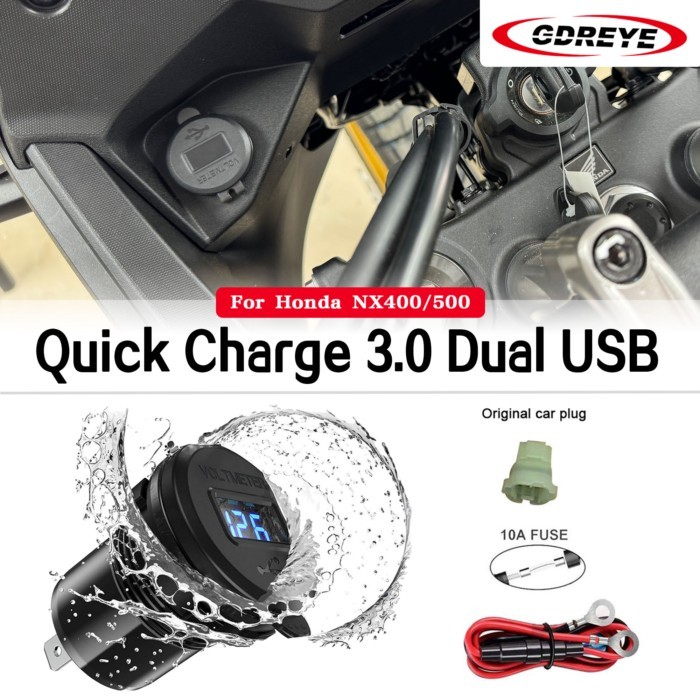 Motorcycle NX500 Quick Charge 3.0 Dual USB charger For Honda NX400 NX 500 Nx 400 2024 2025 Smart Ph