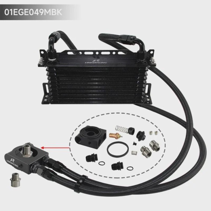 Universal 10/15 Row Oil Cooler w/ Mounting Bracket Kit Thermostatic 73 Degree ±0.5° AN10 7/8"-14 UN