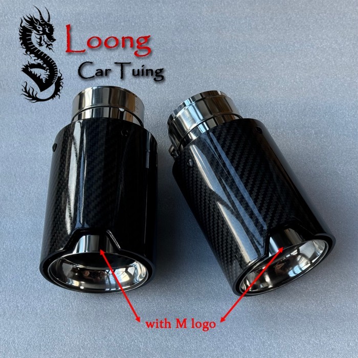 1Pcs M Performance Logo Glossy Silver M2 M3 M4 M5 Carbon Exhaust Tips For BMW F87 F80 F82 F83 F90 T