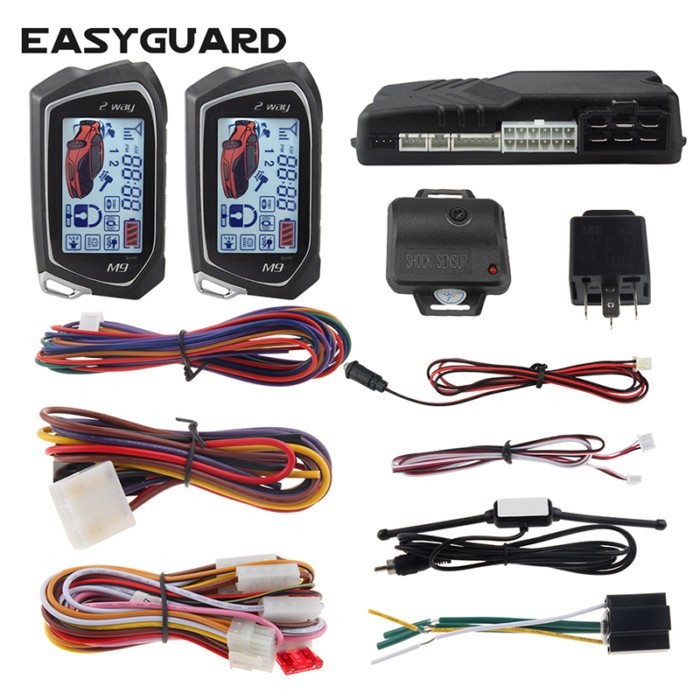 EASYGUARD auto Start stop 2 Way Car Alarm System big LCD Pager Display Turbo Timer Mode shock/vibra
