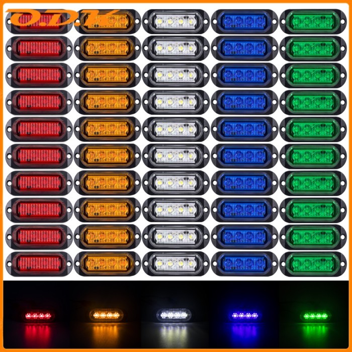 10x/8x/6x/4x 12V-24V Universal 4 LED Side Marker Light Waterproof Clearance Lamps Indicator Signal