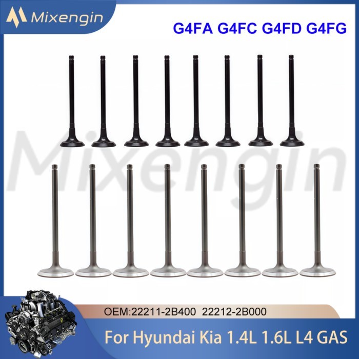 Auto Engine Parts Intake & Exhaust Valve Set Kit For Hyundai Kia 1.4 1.6 L T L4 GAS G4FA G4FC G4FD