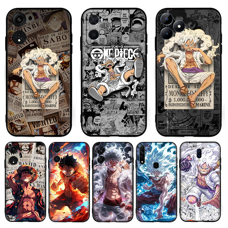 ซิลิโคนสีดําTPUเคสโทรศัพท์อะนิเมะOne Piece Luffy[T-5]สําหรับOPPO R9 F1 Plus R9S Reno 2 2Z 2F 3 4 Pro