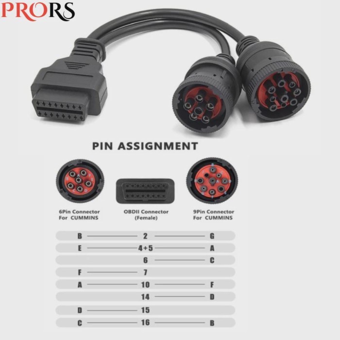 NEW Truck Line OBD2 Heavy Duty Y Cable To J1939 J1708 J1587 9+6pin for Deutsch J1708 6Pin for Cummi