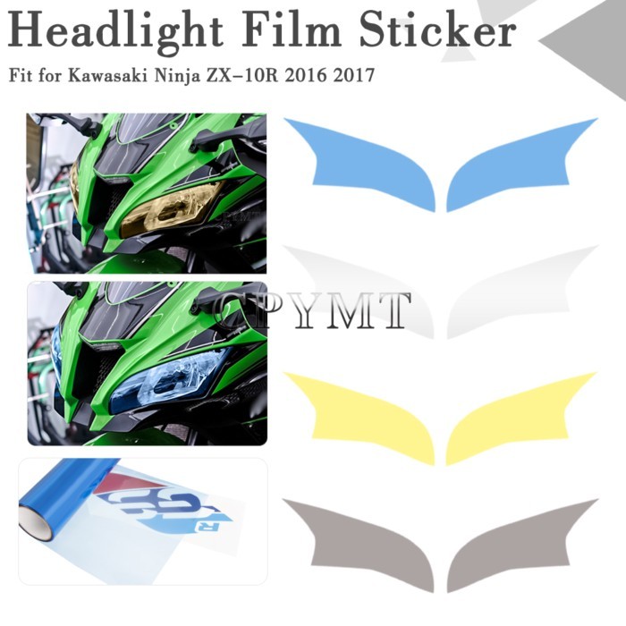 Fit For Kawasaki Ninja ZX-10R ZX10R 2016 2017 Motorcycle headlight film Sticker Decals transparent