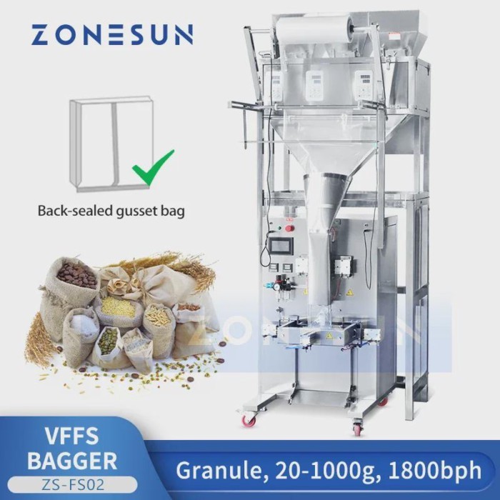 ZONESUN Automatic Vertical Form Fill Seal Machine Pouch Filling Machine VFFS Packaging Machine Guss