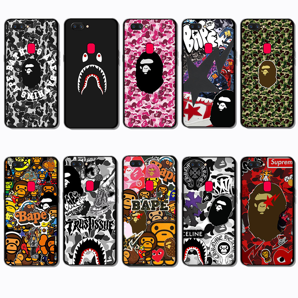 สําหรับ OPPO A1 A1K A3S A5 A5S A7 A8 A9 A11 bape Black Edge Full Coverage TPU เคสโทรศัพท์ | Defense 