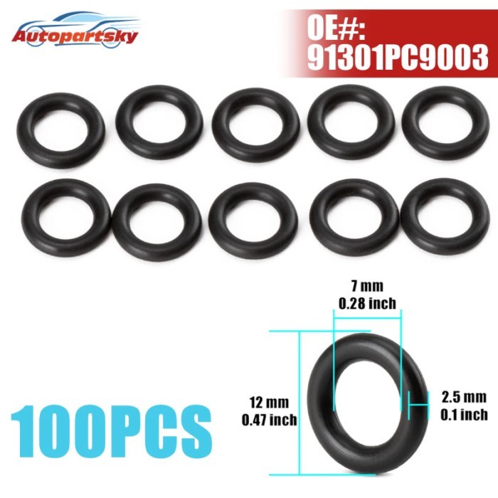 100PCS 7.7X2.3 O-Ring Solenoid 91301PC9003 91301-PC9-003 for Honda ACCORD 1983-2019 CIVIC Element P