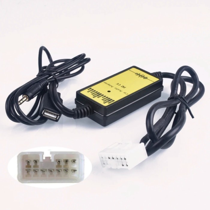 Car CD Adapter MP3 Audio Interface AUX USB CD Changer (5+7)PiN for Toyota Camry Corolla RAV4 Yaris