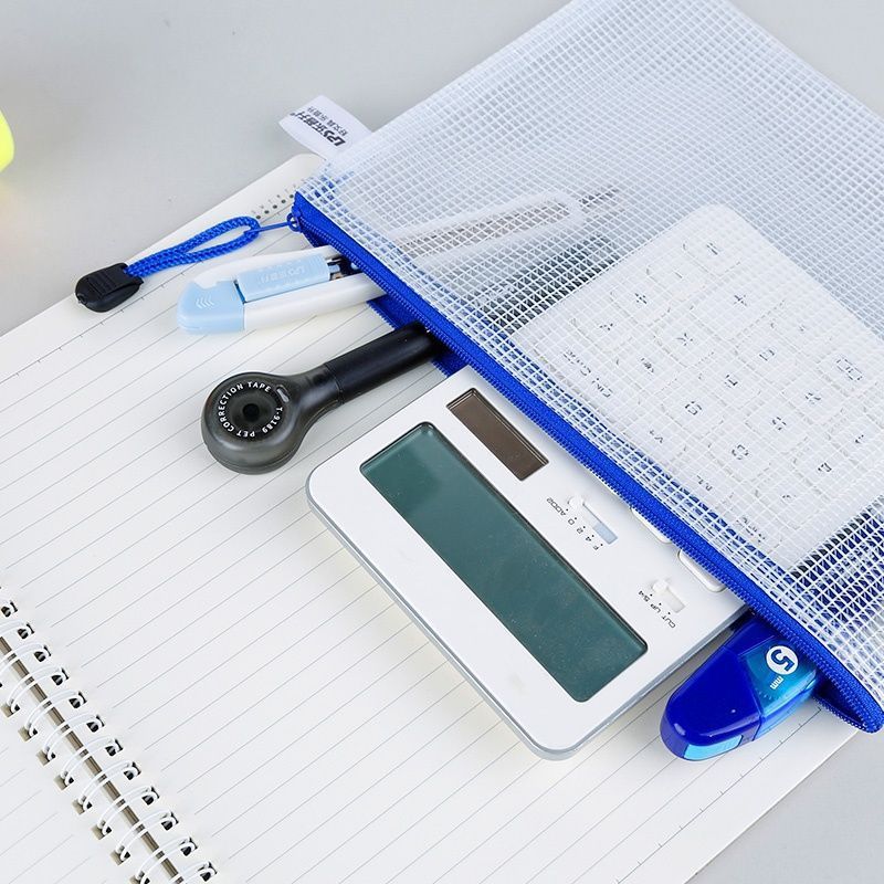 Direct Sales Customizable LOGO A4 Transparent Mesh File Bag Zipper Bag Zipper Bag Waterproof Storag