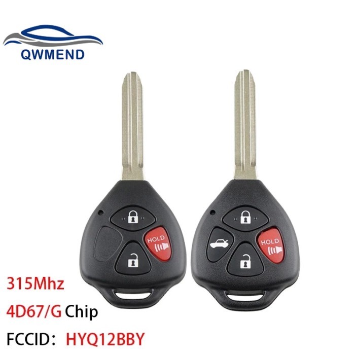 QWMEND Car Remote Key for 2006 2007 2008 2009 2010 Toyota Camry Rav4 Car Key 315Mhz 4D67 or G Chip