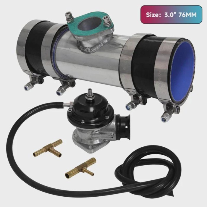 Black / Blue / Red Adjustable 10PSI Blow Off Valve BOV Type RS + 76mm 3" 76mm Flange Pipe Adapter k