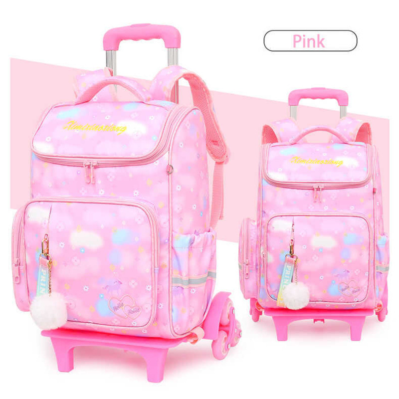 C Primary School Children Bag Book Trolley 2Pcs Female Large Capacity Climb Ladder 6-12 Years Backp