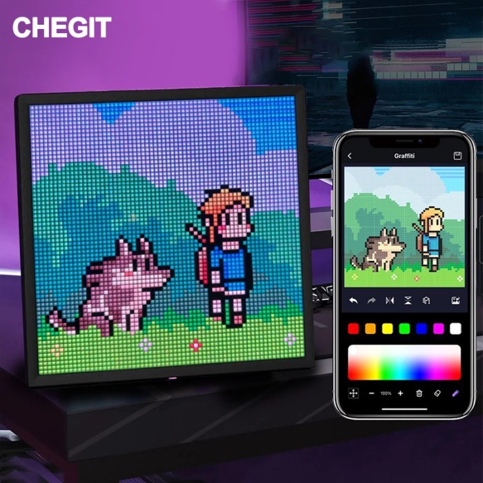 LED Pixel Display RGB Bright LED Matrix Panel Programmable Pixel Art Display with Bluetooth APP Con