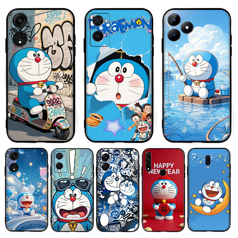 ซิลิโคนสีดําTPUเคสโทรศัพท์อะนิเมะDoraemon[T-2]สําหรับOPPO R9 F1 Plus R9S Reno 2 2Z 2F 3 4 Pro 5 5F L