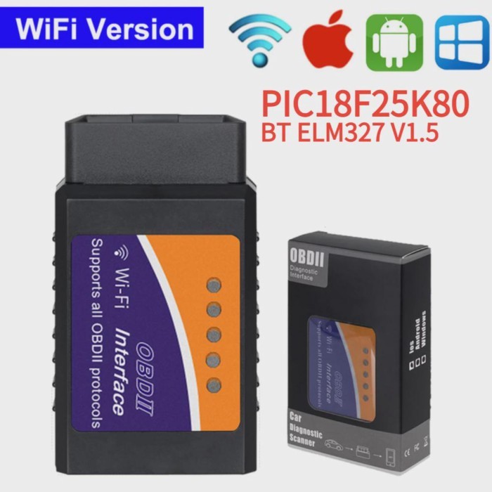 NEW ELM327 V1.5 OBD2 Scanner PIC18F25K80 Chip Wifi ELM 327 WIFI 1.5 Car Diagnostic Tool for Android