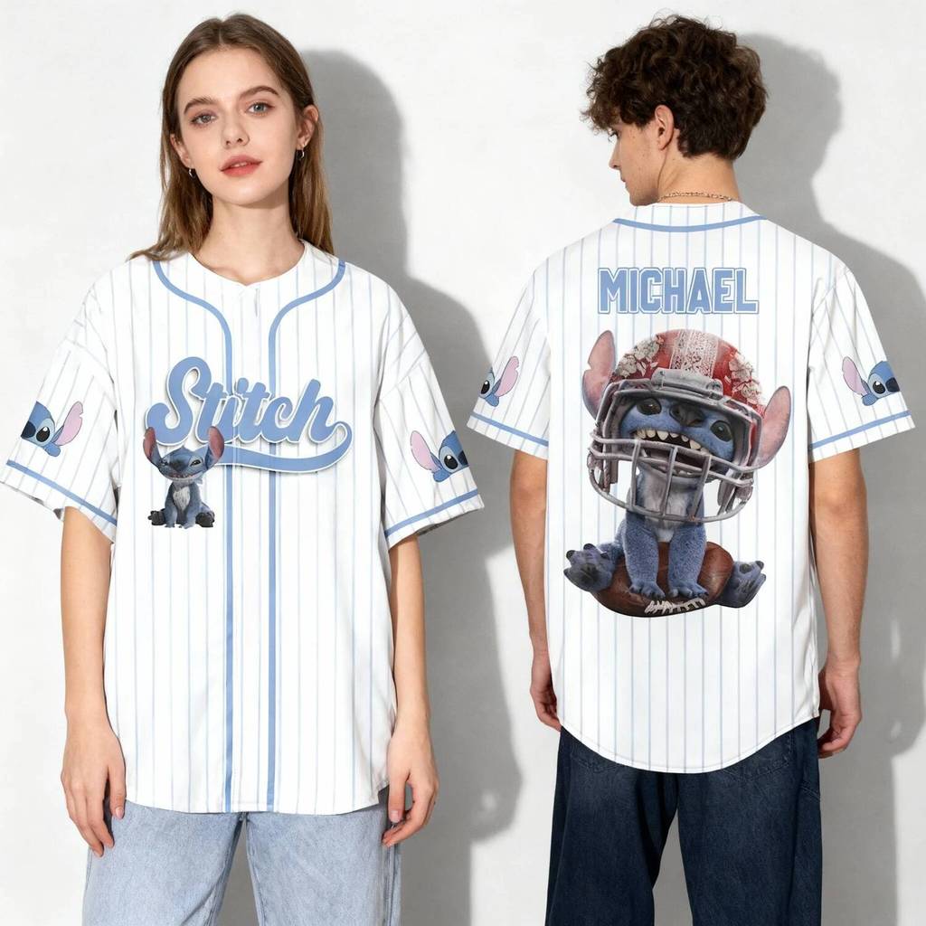 ฤดูร้อน Disney Series Rugby Stitch Beauty Beast Sweet Cool Street เสื้อ Super Large Womens Adult And