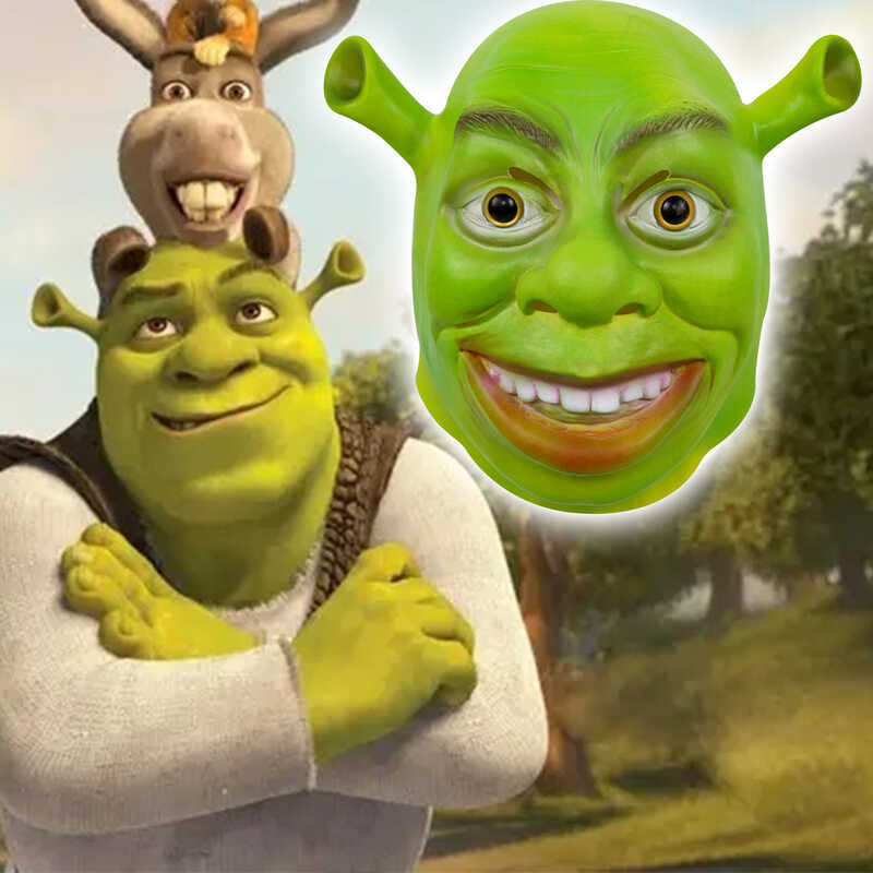 ฮาโลวีน Latex Shrek Mask Masquerade Party ธีมภาพยนตร์ตลกหน้ากากหมวก