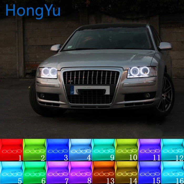 for Audi A8 S8 2004 2005 - 2009 Accessories Latest Headlight Multi-color RGB LED Angel Eyes  Ring E