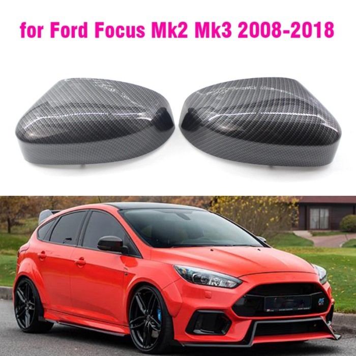 Carbon Fiber Bright black Side Rearview Mirror Cover For Ford Focus MK2 MK3 2008 2009 2010 2011 201