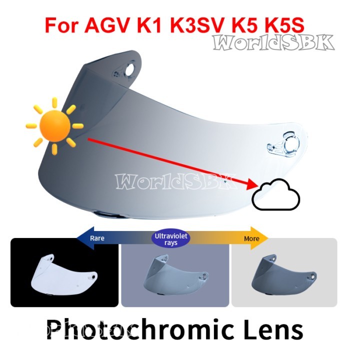 Photochromic Visor for AGV K5 K5S K5-S K3SV K3-SV K1 Helmet Glasses Screen Shield Windshield Access