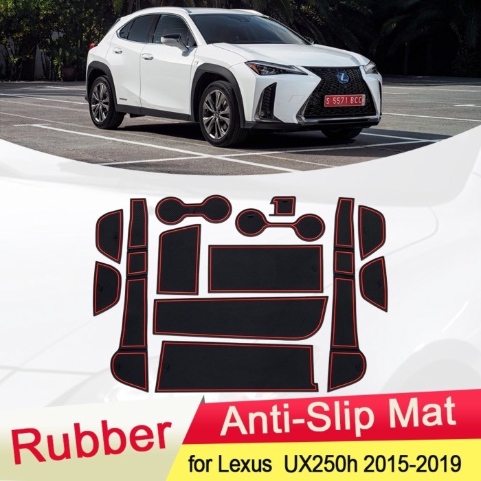 for Lexus UX UX250h UX200 250h 200 2015~2019 Rubber Anti-slip Mat Door Groove Cup pad Gate slot Coa