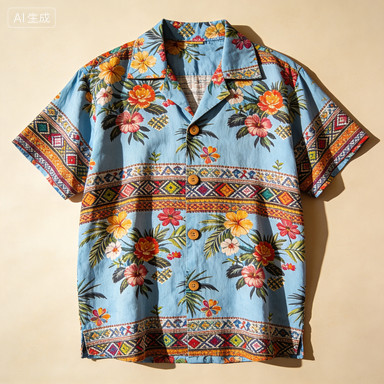 Water Festival party outfit: unisex Thai-style printed shirt, Hawaiian beach slimming short-sleeved shirt