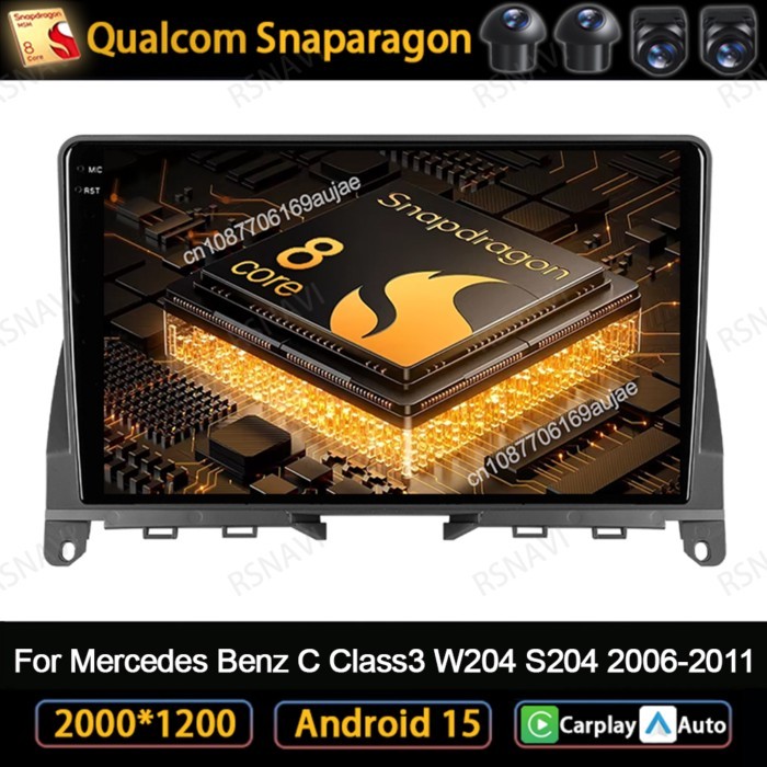 Android 15 Car Radio For Mercedes Benz C Class3 W204 S204 2006-2011 Multimedia Qualcomm DVD QLED 5G