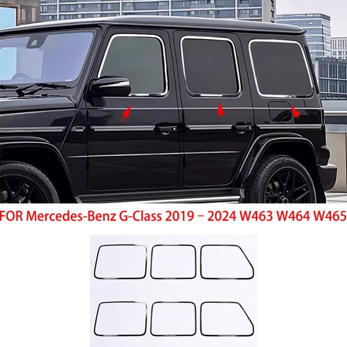 FIT For Mercedes-Benz G-Class 20192024 W463 W464 W465 black chrome Exterior Window Molding Strip Si