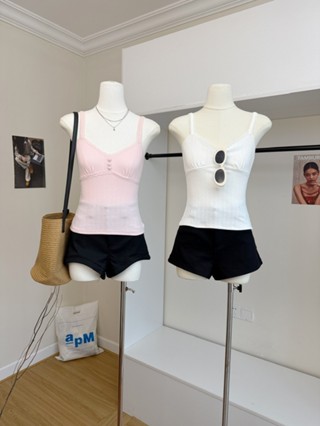 เสื้อลูกไม้แขนกุด ติดกระดุมยืดได้ สไตล์เพรียวบาง100018